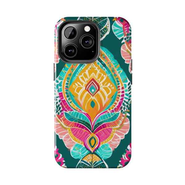 Pink Teal Paisley Tough Phone Case