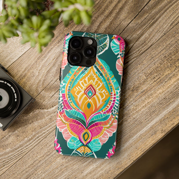 Pink Teal Paisley Tough Phone Case