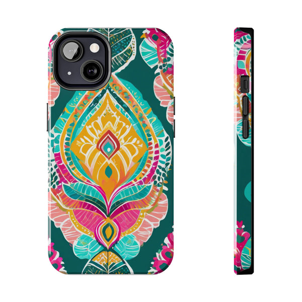 Pink Teal Paisley Tough Phone Case