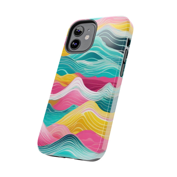 Pink Teal Ocean Waves Tough Phone Case