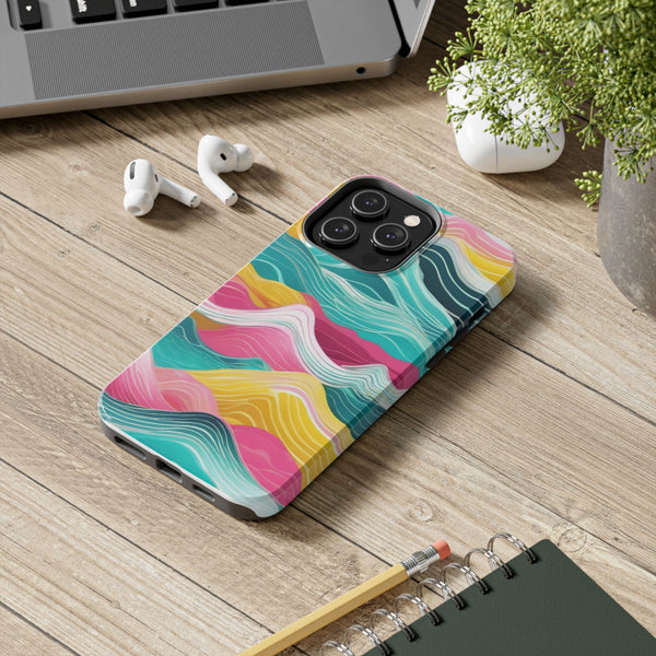 Pink Teal Ocean Waves Tough Phone Case