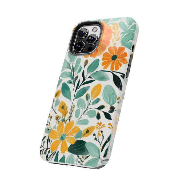 Boho Mint Orange Floral Tough Phone Case