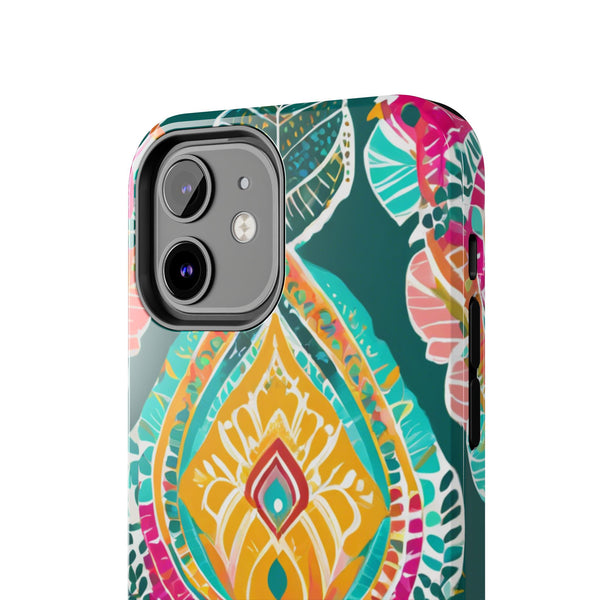 Pink Teal Paisley Tough Phone Case