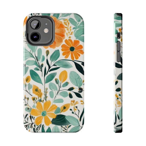 Boho Mint Orange Floral Tough Phone Case