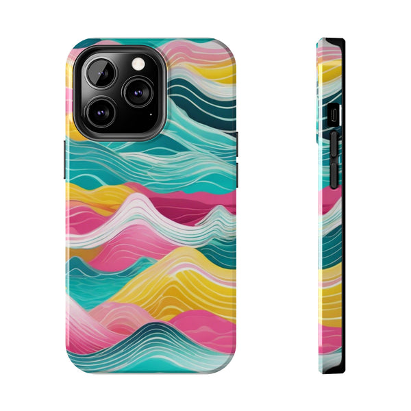 Pink Teal Ocean Waves Tough Phone Case