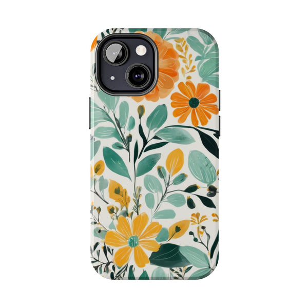 Boho Mint Orange Floral Tough Phone Case