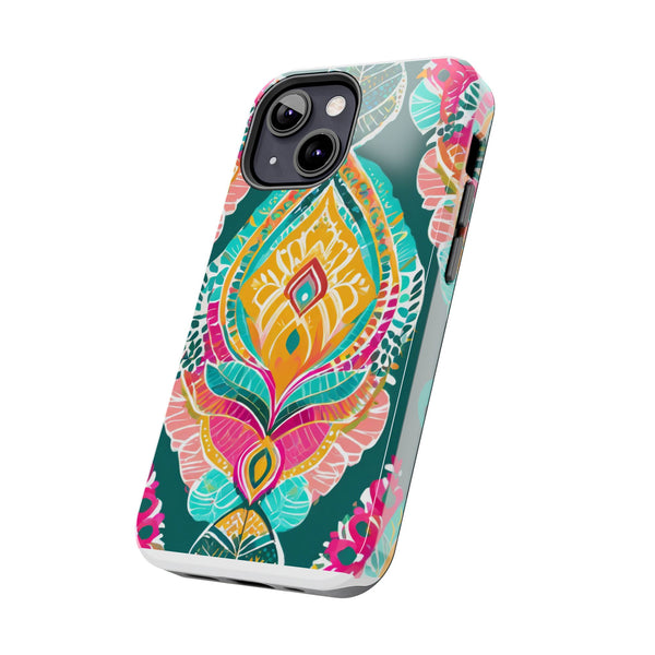 Pink Teal Paisley Tough Phone Case