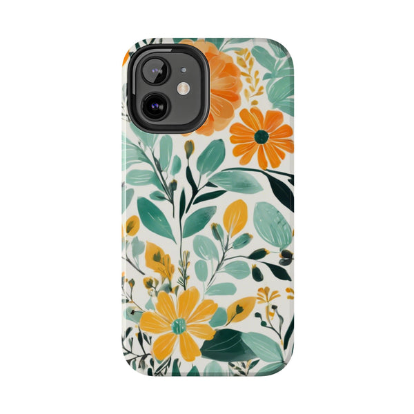 Boho Mint Orange Floral Tough Phone Case