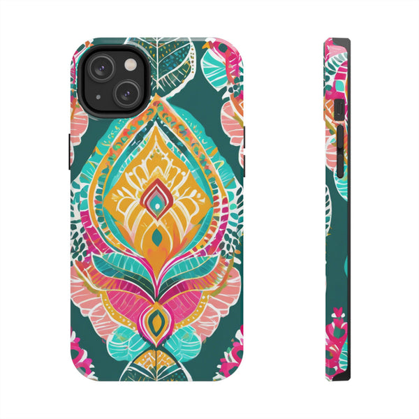 Pink Teal Paisley Tough Phone Case