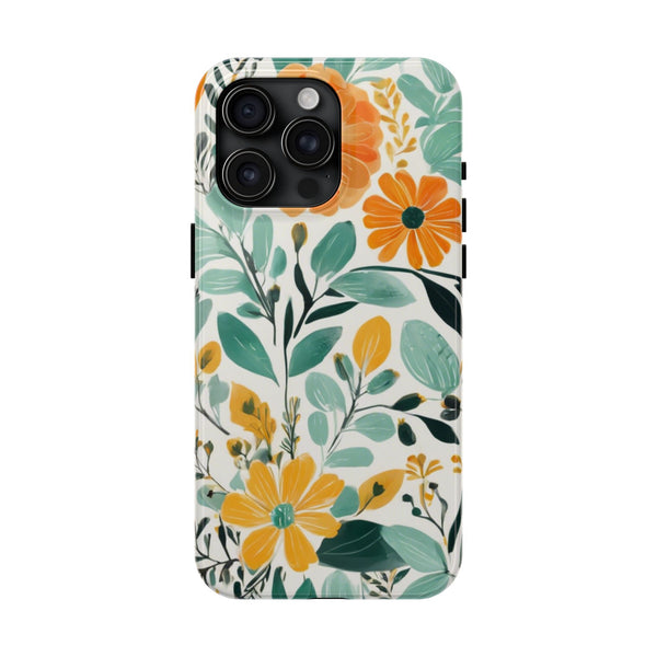 Boho Mint Orange Floral Tough Phone Case