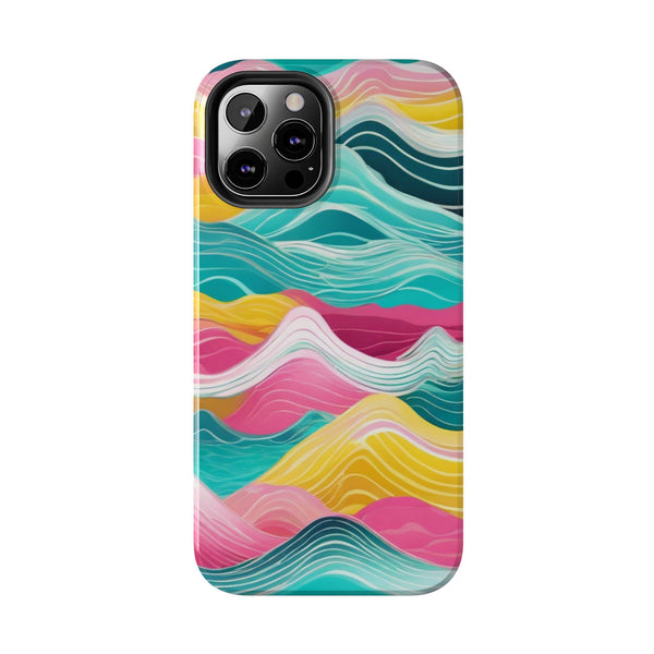 Pink Teal Ocean Waves Tough Phone Case