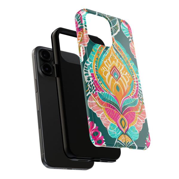 Pink Teal Paisley Tough Phone Case