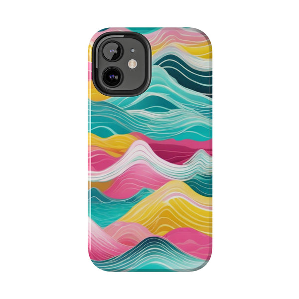 Pink Teal Ocean Waves Tough Phone Case