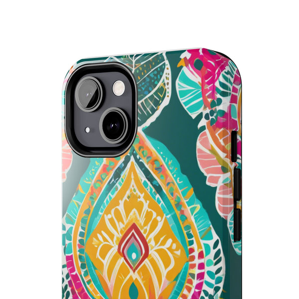 Pink Teal Paisley Tough Phone Case