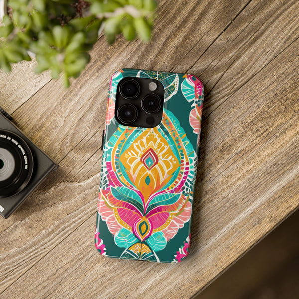 Pink Teal Paisley Tough Phone Case