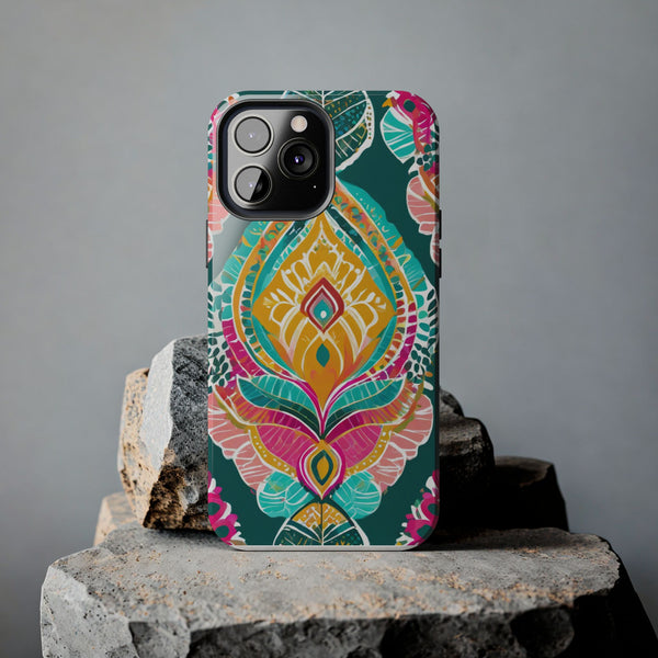 Pink Teal Paisley Tough Phone Case