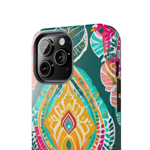 Pink Teal Paisley Tough Phone Case