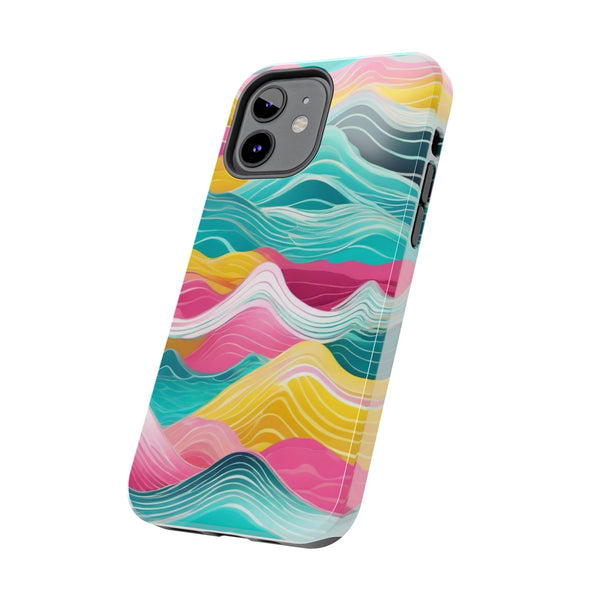 Pink Teal Ocean Waves Tough Phone Case