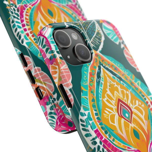 Pink Teal Paisley Tough Phone Case