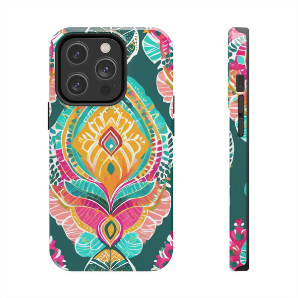 Pink Teal Paisley Tough Phone Case