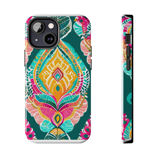 Pink Teal Paisley Tough Phone Case