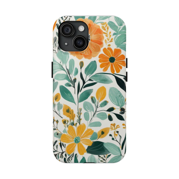 Boho Mint Orange Floral Tough Phone Case