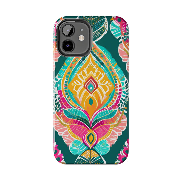 Pink Teal Paisley Tough Phone Case