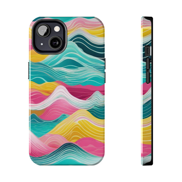 Pink Teal Ocean Waves Tough Phone Case