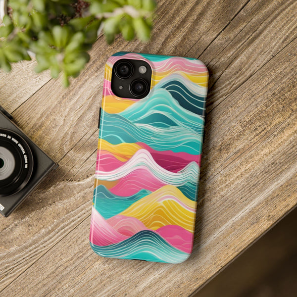 Pink Teal Ocean Waves Tough Phone Case