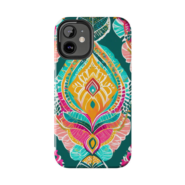 Pink Teal Paisley Tough Phone Case