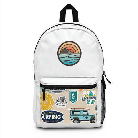 Surf and Beach Sticker Collage Backpack