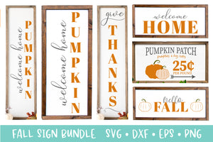 Fall Welcome Sign Bundle - Fall Decor Crafting Bundle SVG DXF PNG