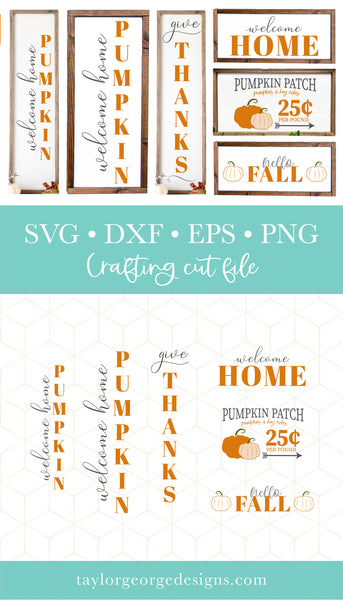 Fall Welcome Sign Bundle - Fall Decor Crafting Bundle SVG DXF PNG
