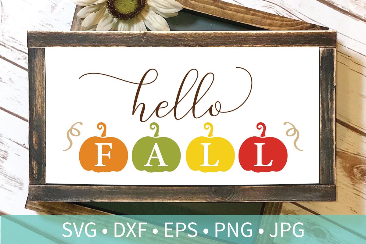 Hello Fall Pumpkin SVG DXF EPS Silhouette Cut File