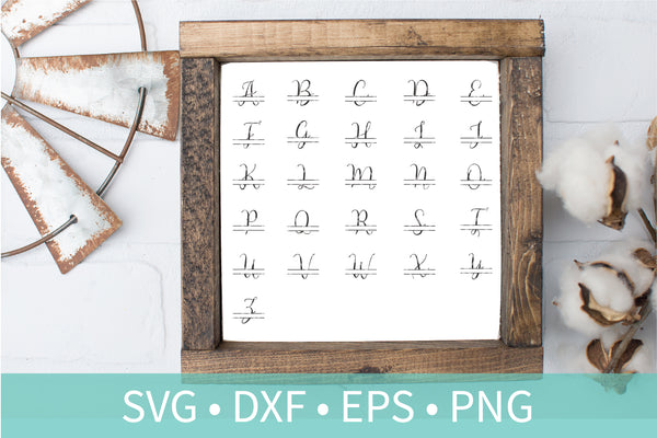 Split Script Monogram Letters SVG DXF PNG Cutting File Stencil
