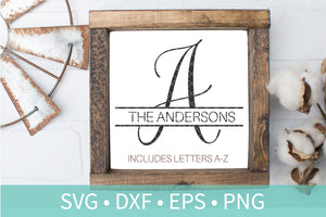 Split Script Monogram Letters SVG DXF PNG Cutting File Stencil