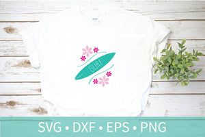 Surfboard Surf Flowers SVG DXF EPS Silhouette Cut File