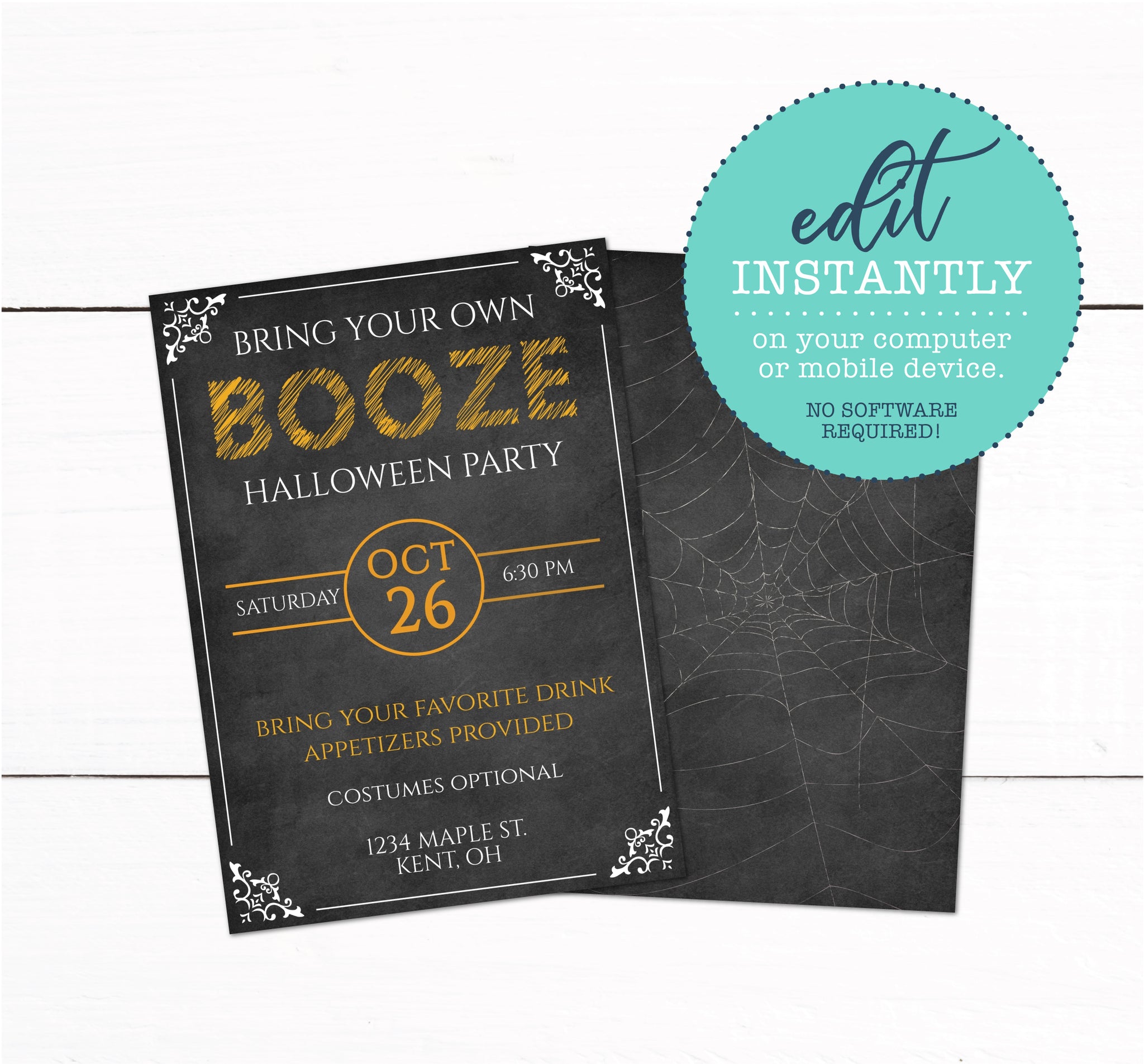 Adult Halloween Booze Party Invitation