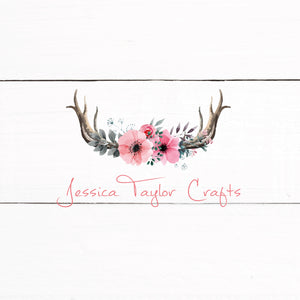 Floral Antler Rustic Shabby Chic Logo - Predesigned Logo Customized With Your Information