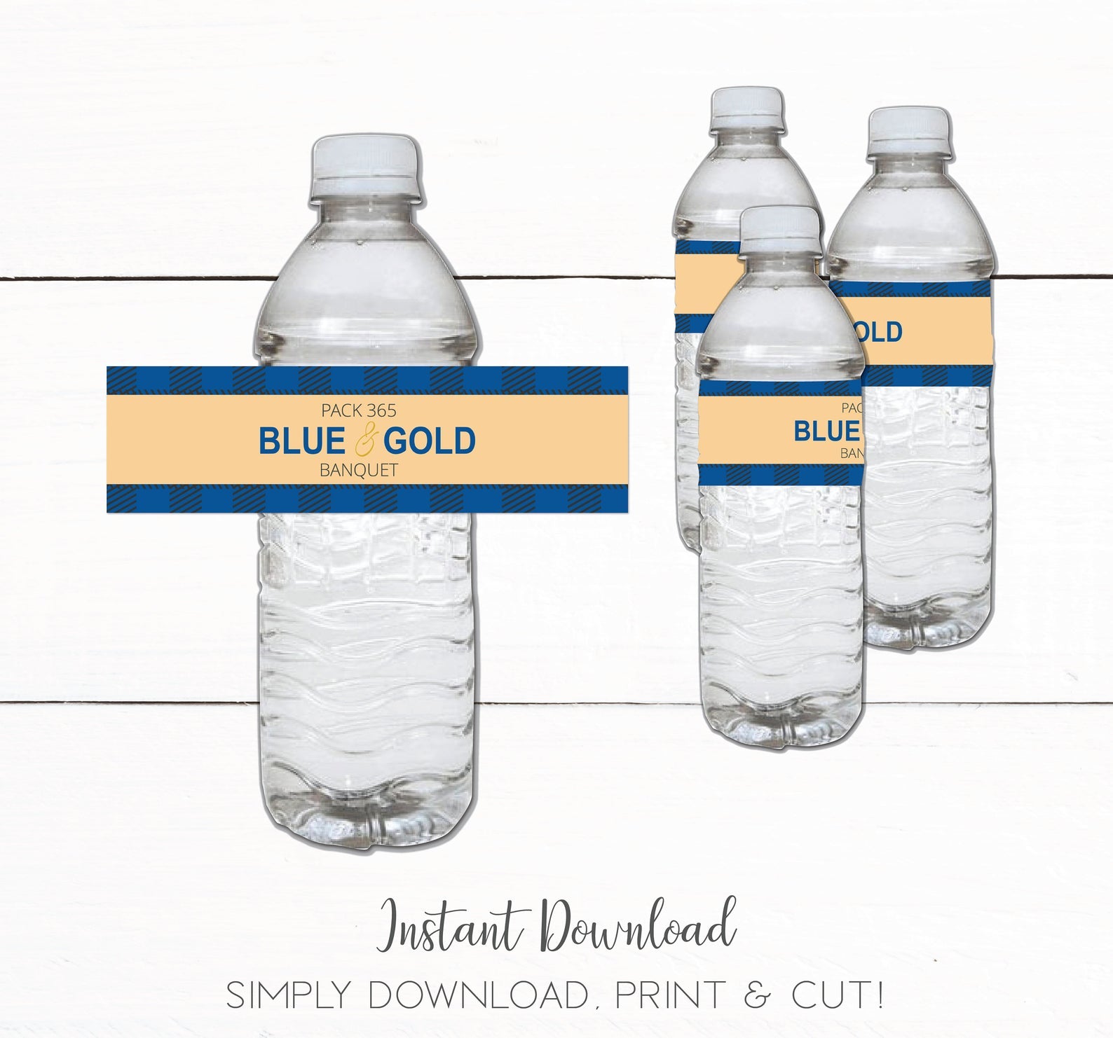 Cub Scout Blue and Gold Banquet Water Bottle Label