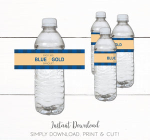 Cub Scout Blue and Gold Banquet Water Bottle Label