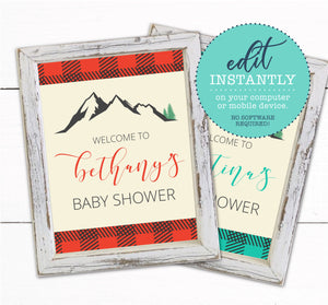 Buffalo Plaid Baby Shower Welcome Sign