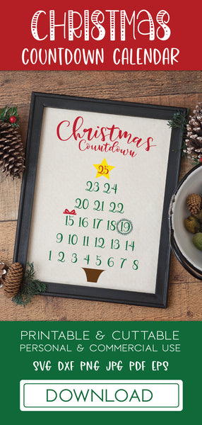 Christmas Countdown Advent Calendar SVG Cut File