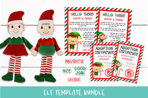 Christmas Elf Adoption Certificate Welcome Letter and Sticker Bundle ...