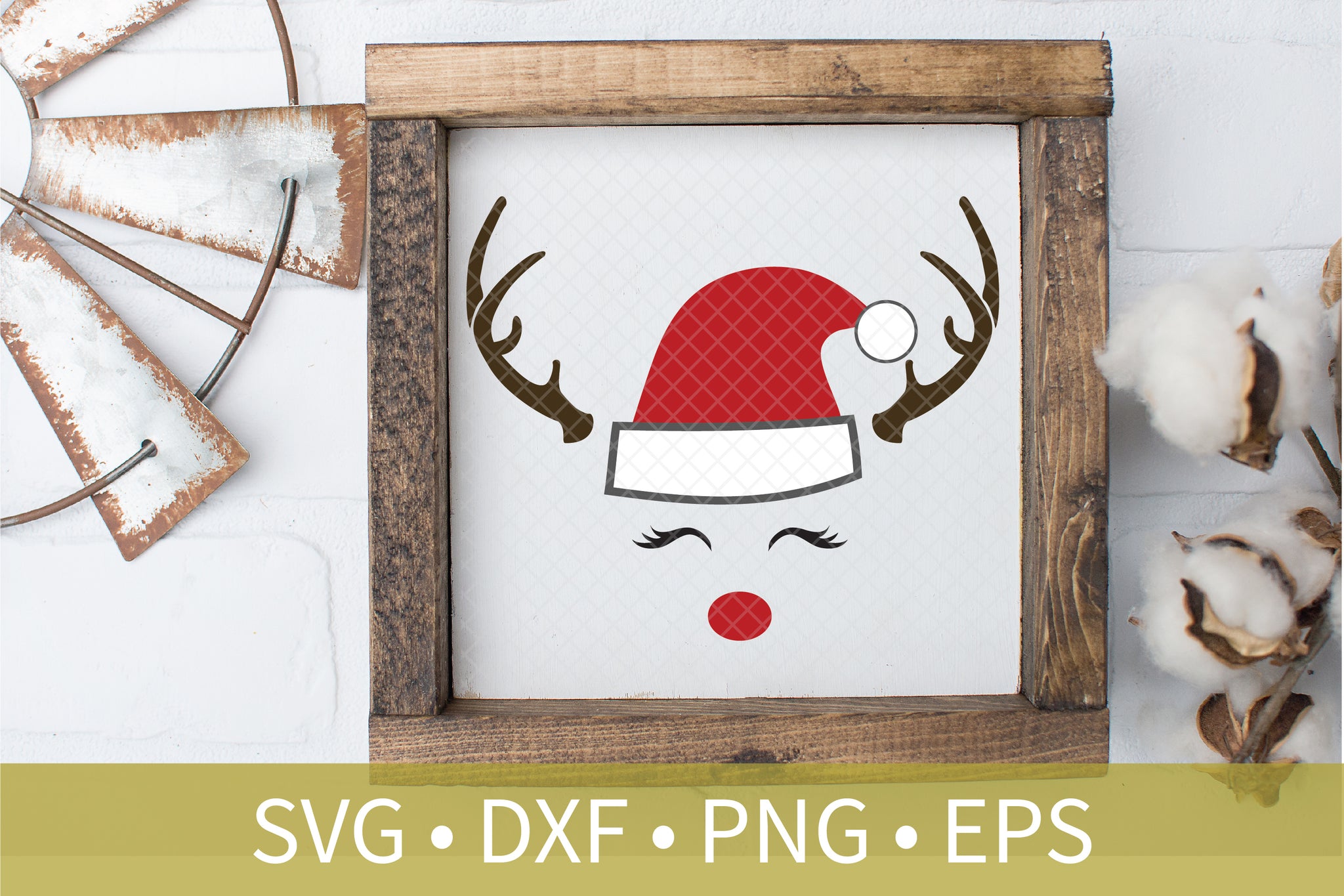 Santa Reindeer svg dxf eps png file - Christmas svg dxf clipart - Christmas Decor DIY Craft - Christmas Antlers Sign Stencil