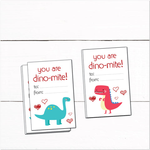 Kids Dinosaur Printable Valentines Day Cards