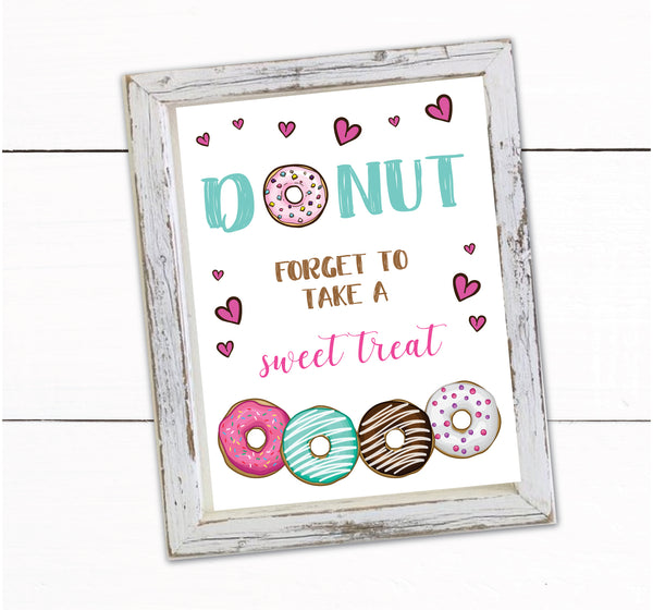 Girls Donut Theme Birthday Party Sweet Treats Sign Decor