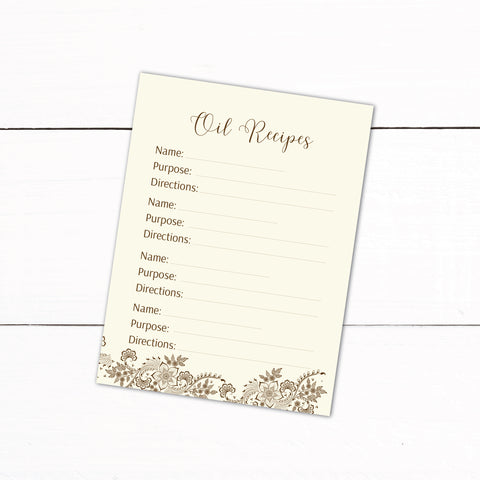 Essential Oil Recipe Card Template