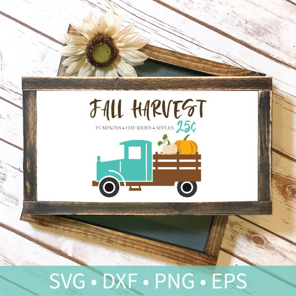 Vintage Truck Fall Harvest Pumpkins Hayrides 25 Cents svg dxf png eps Silhouette Cutting Craft File