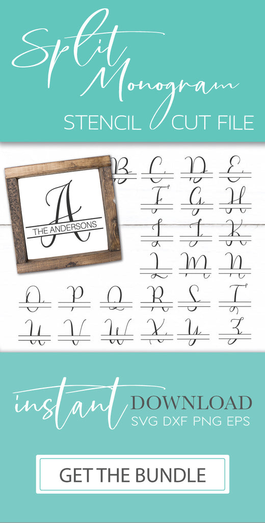 Split Script Letters Split Script Monogram Letters SVG DXF PNG Cutting File Stencil – Taylor ...